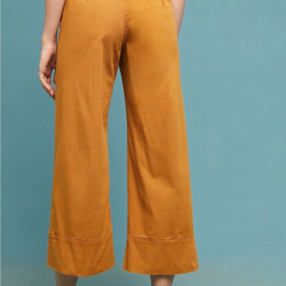 Anthropologie Mustard Wide-Leg Cropped Pants - Picture 2 of 14